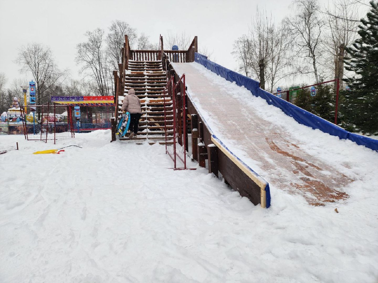 мытищи, Зима в Подмосковье, Центральный парк, Тюбинг, Горка,