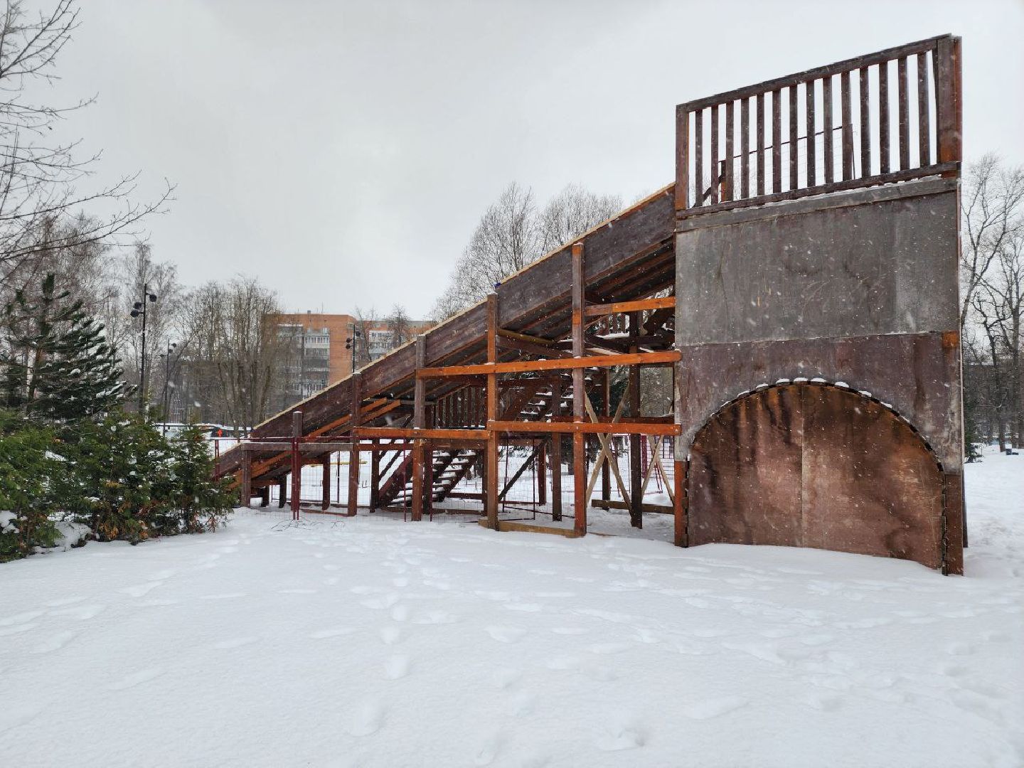 мытищи, Зима в Подмосковье, Центральный парк, Тюбинг, Горка,