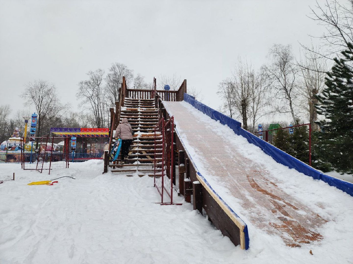 мытищи, Зима в Подмосковье, Центральный парк, Тюбинг, Горка,