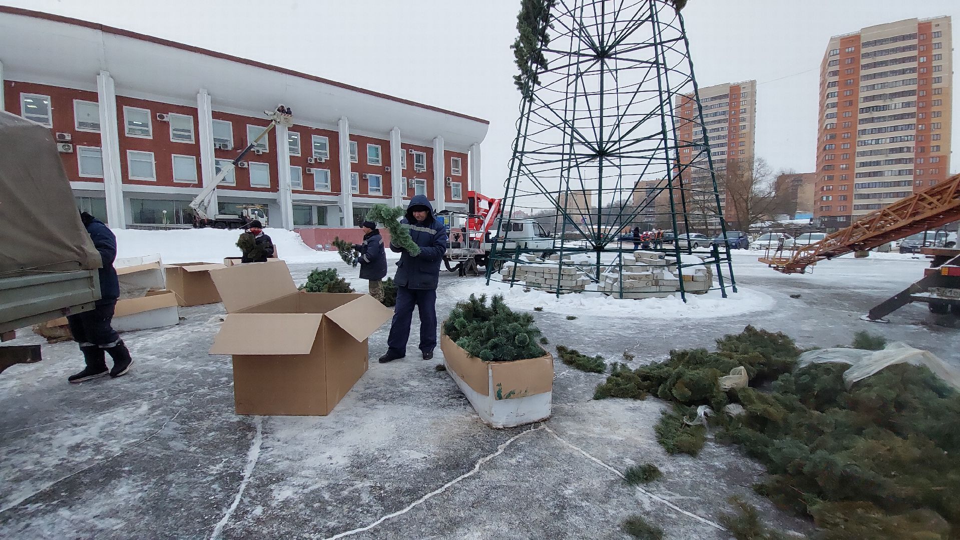 ёлка, новогодняя елка, Благоустройство, зима в подмосковье, зима 2024, город чехов,