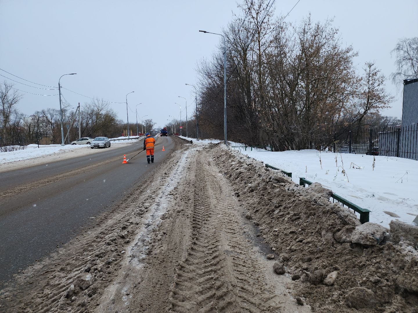серпухов, подмосковье, убирают снег, грейдер, комбинат благоустройства,
