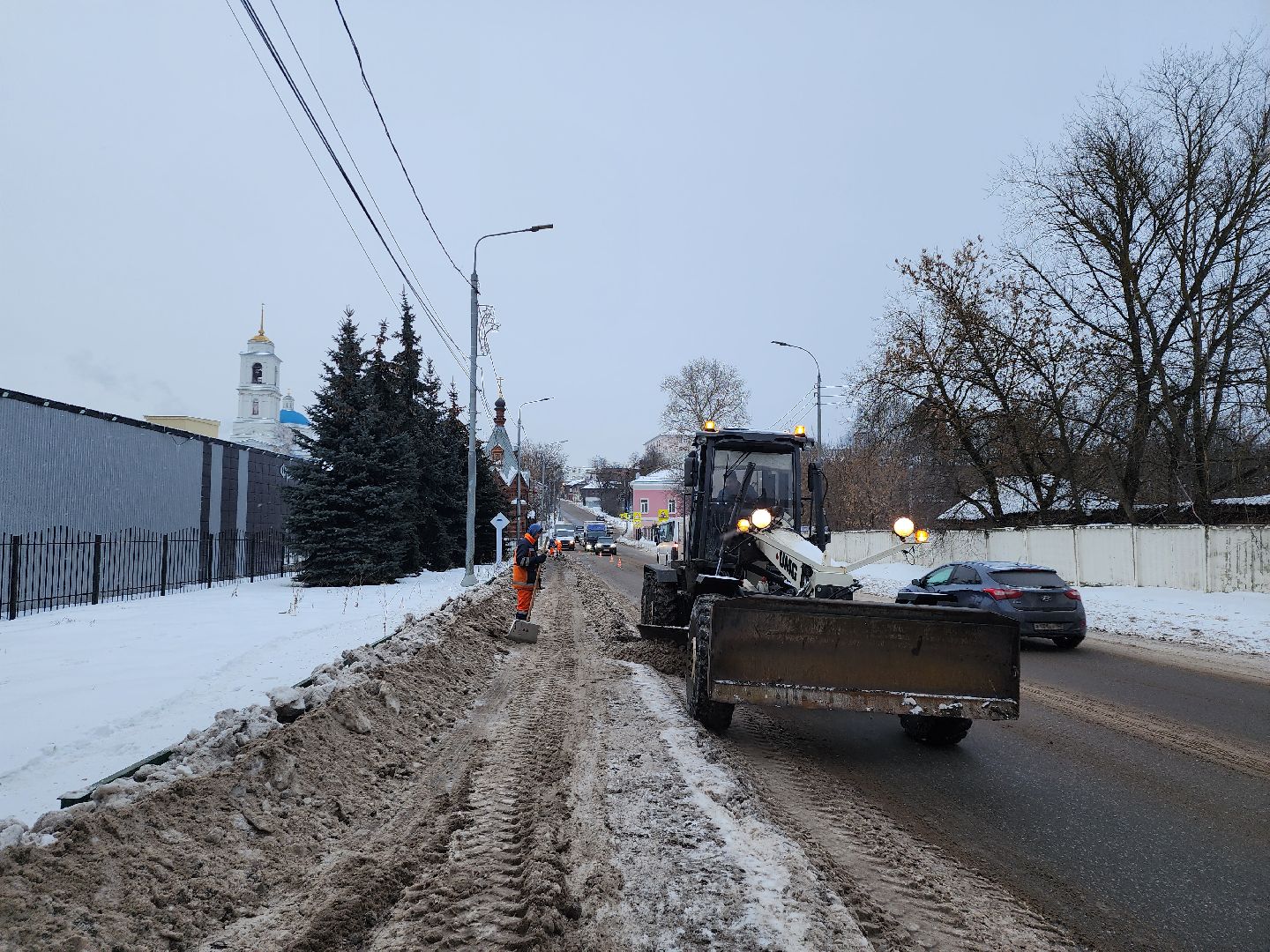 серпухов, подмосковье, убирают снег, грейдер, комбинат благоустройства,