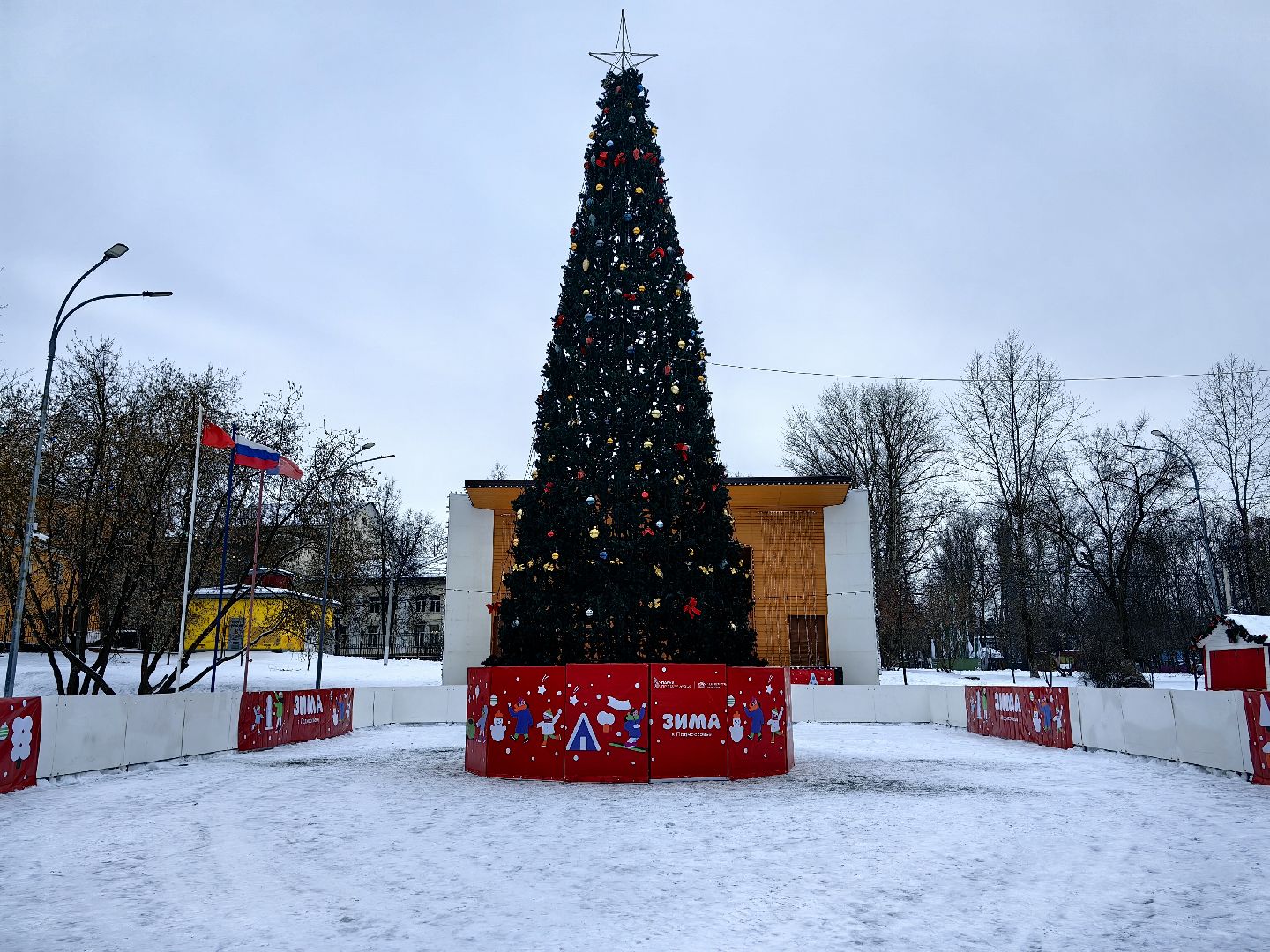 ель, новый год, парк, праздник, шары, новогодние украшения,