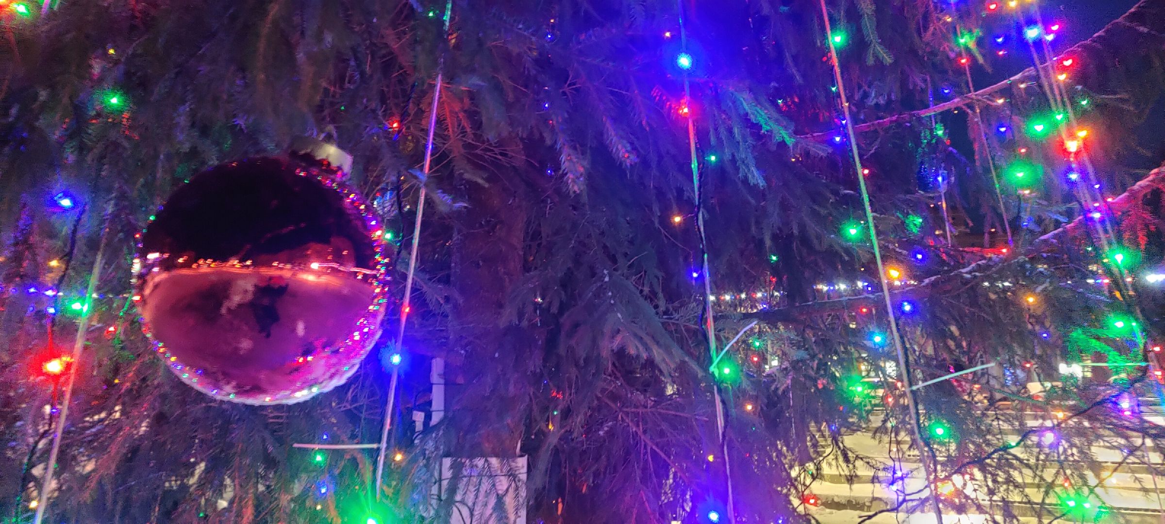 красноармейск, г.о. пушкинский,зима в подмосковье, иллюминация, новогодняя ель,