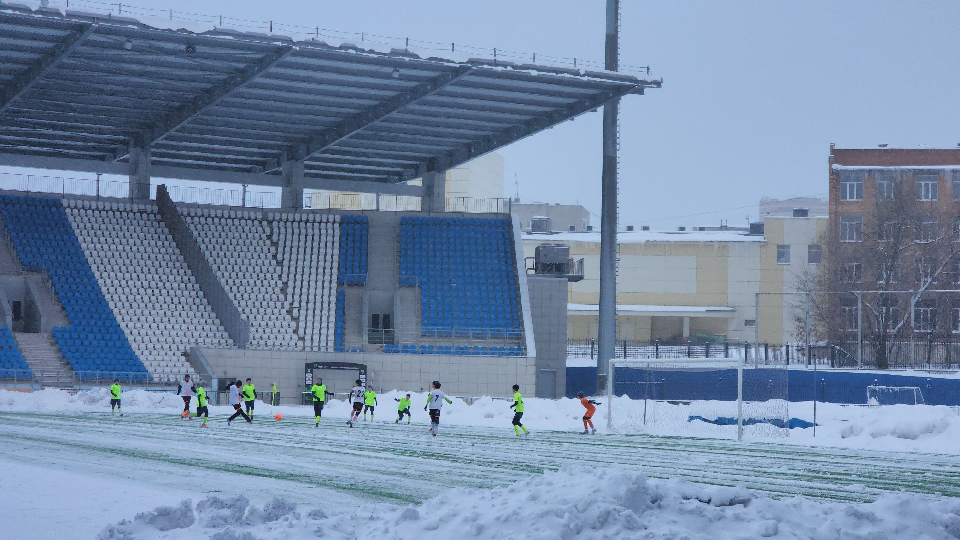 Подольск, Футбол, Зимний футбол, Снегопад, Стихия, Спорт,