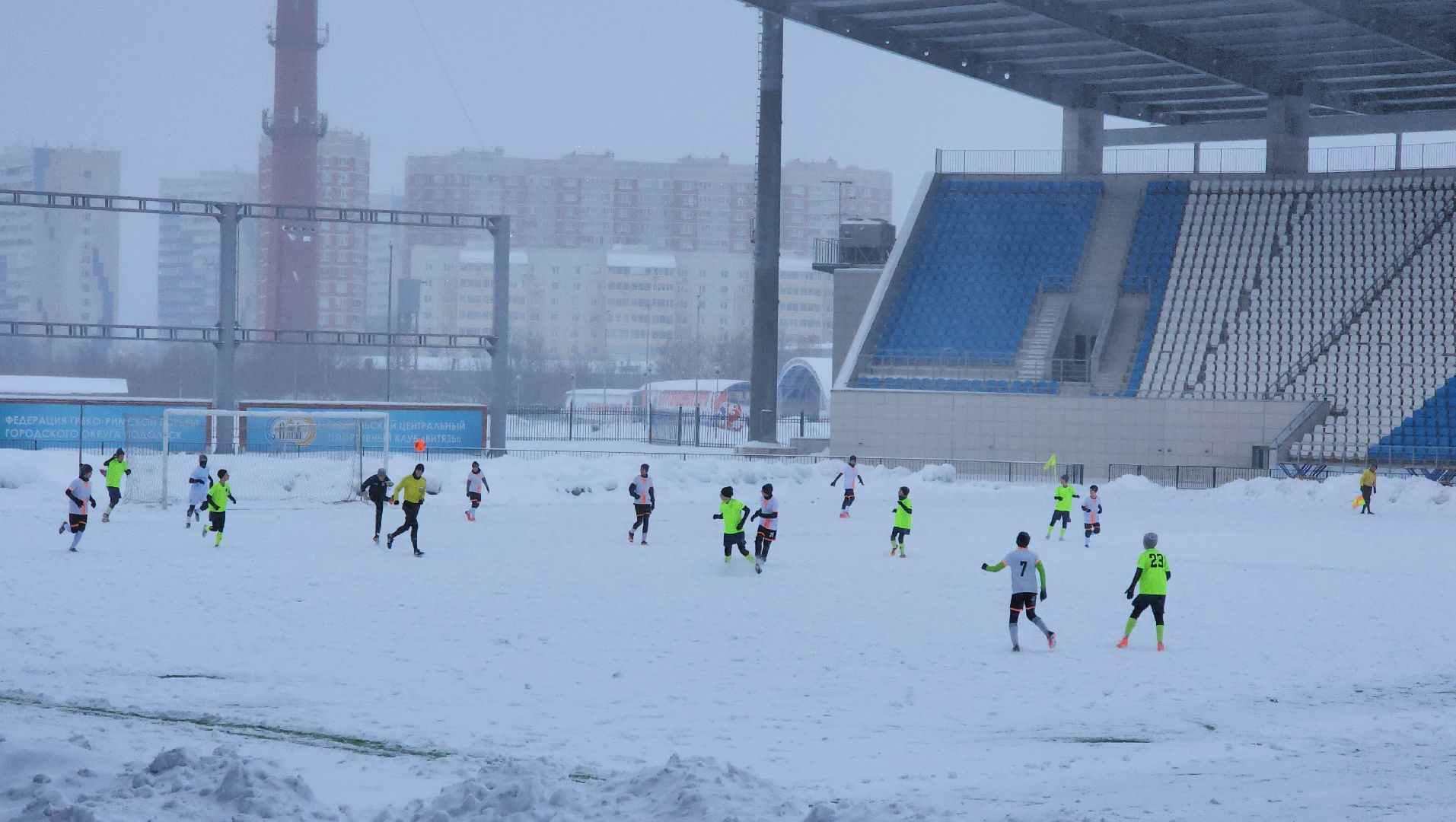 Подольск, Футбол, Зимний футбол, Снегопад, Стихия, Спорт,