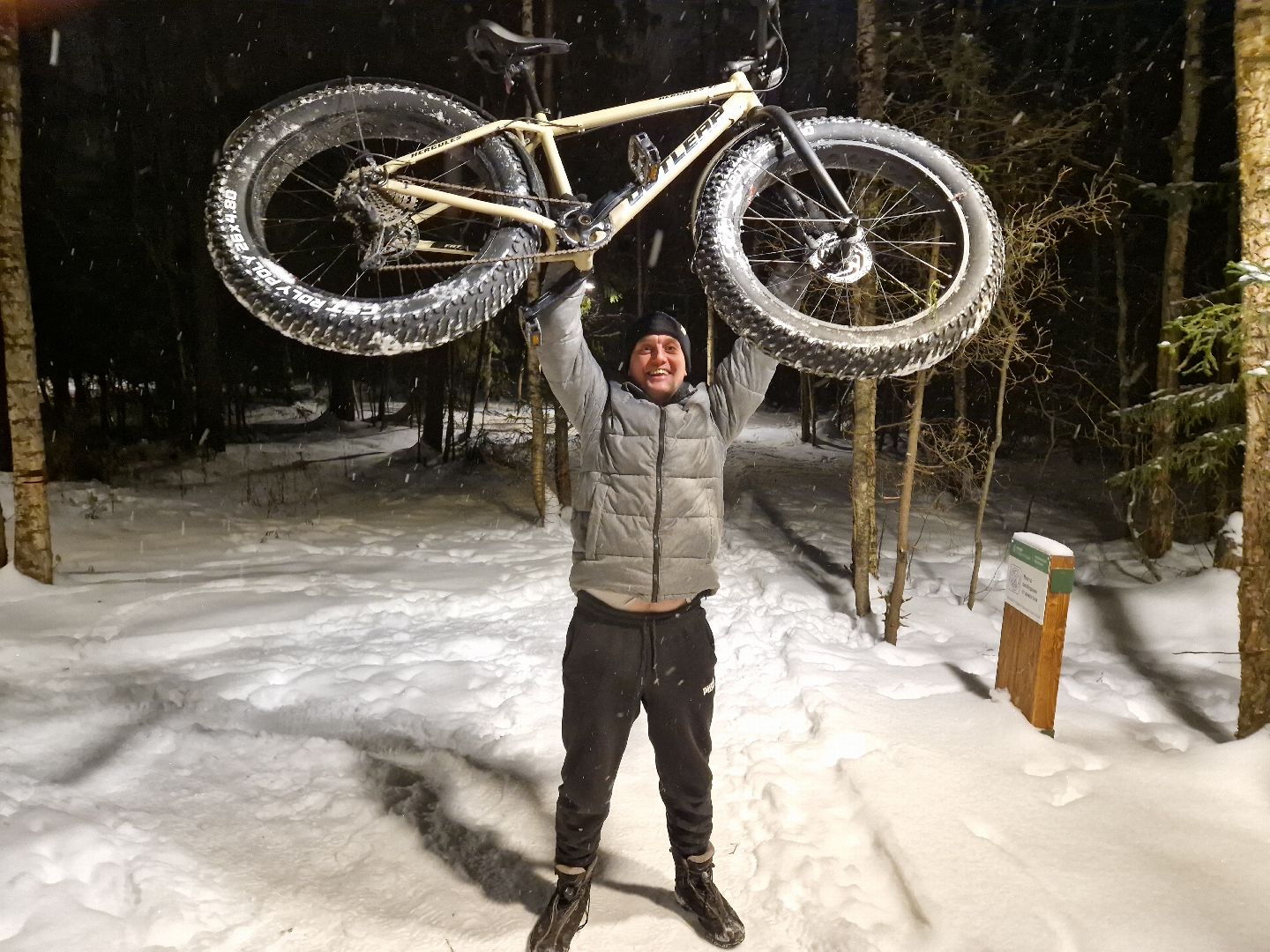 зима, велосипед, лобня,