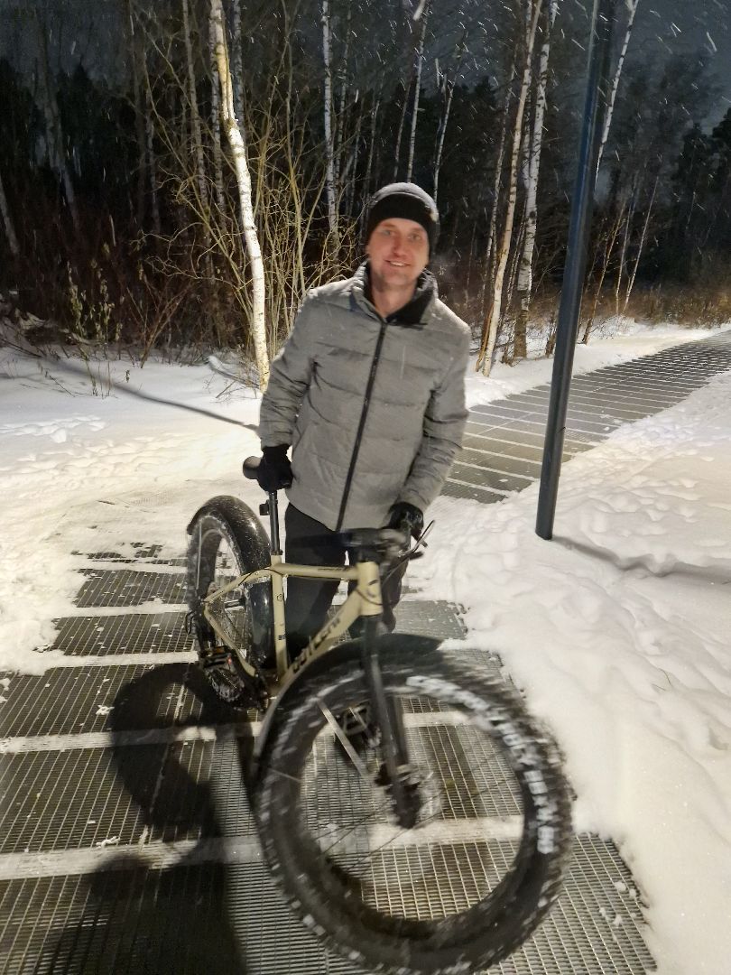 зима, велосипед, лобня,