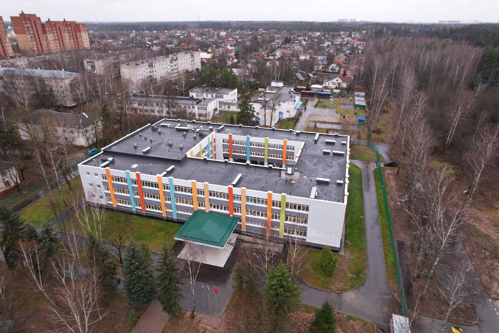 видео с коптера, школа, апрелевка,