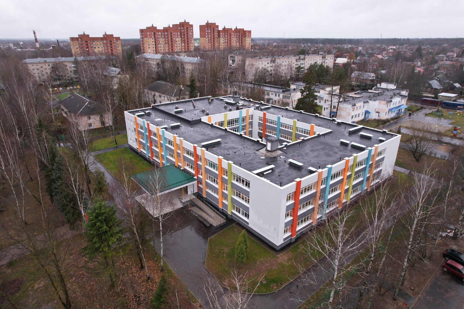 видео с коптера, школа, апрелевка,