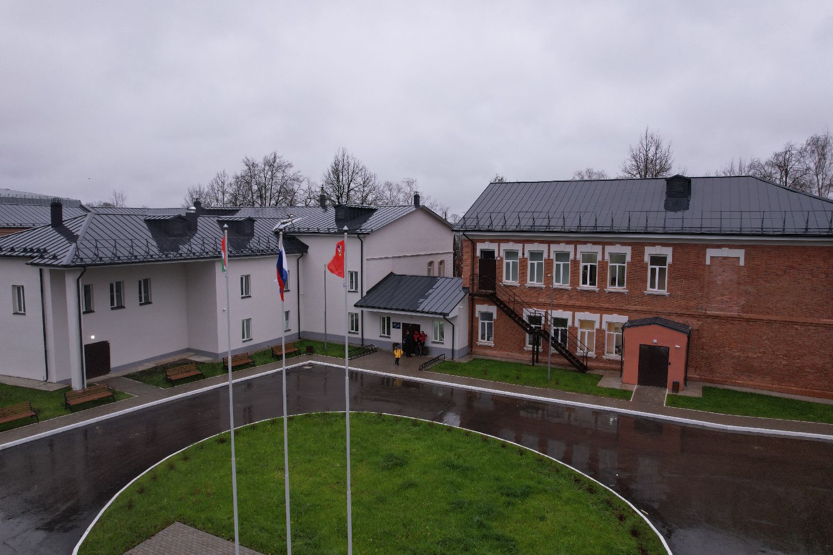 видео с коптера, верея, школа,