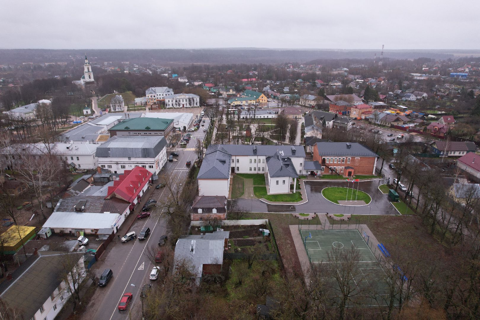 видео с коптера, верея, школа,