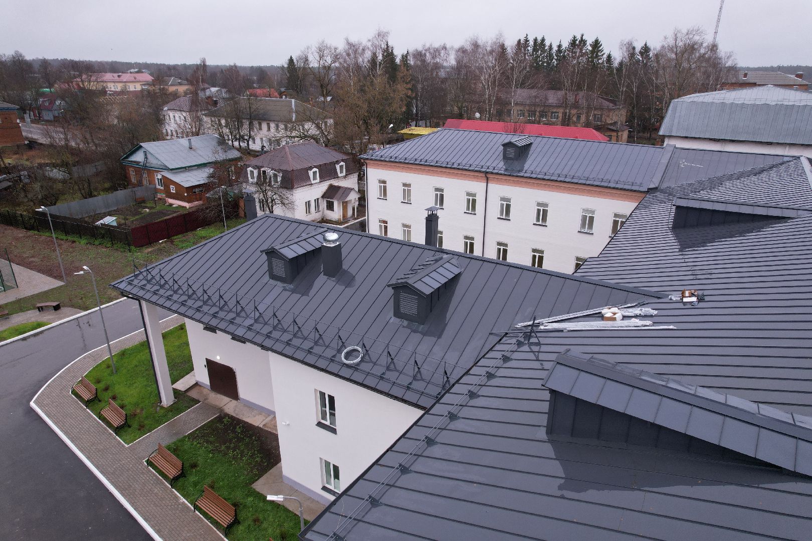 видео с коптера, верея, школа,