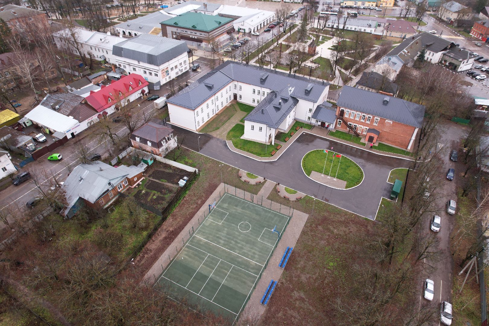 видео с коптера, верея, школа,