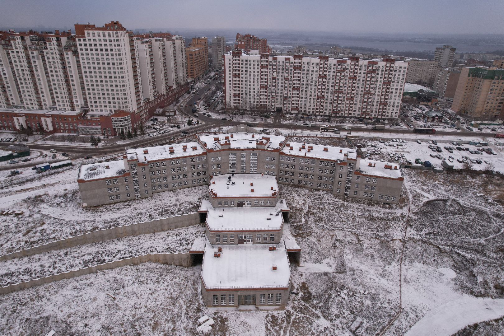 видео с коптера, дзержинский, школа,