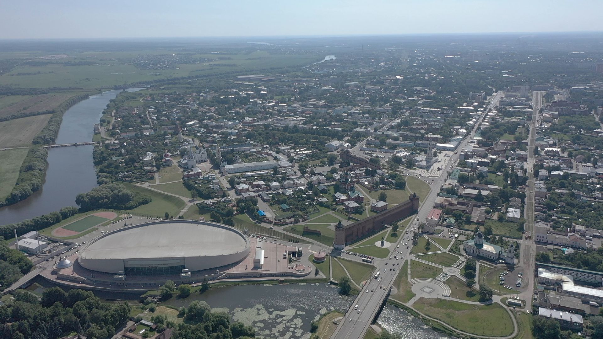 видео с коптера, Коломна, архитектура,