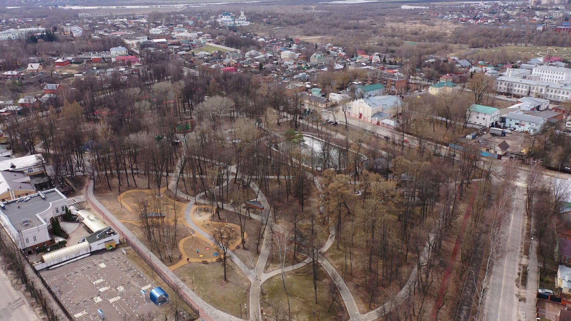 видео с коптера, серпухов, парк, благоустройство,