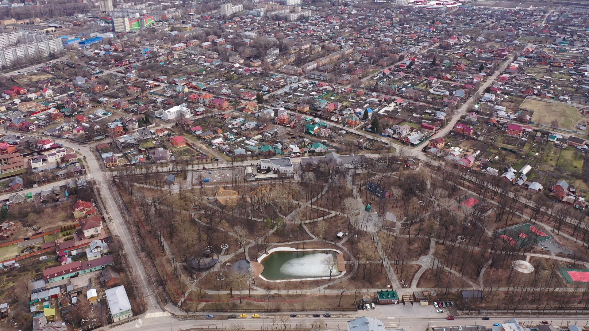 видео с коптера, серпухов, парк, благоустройство,