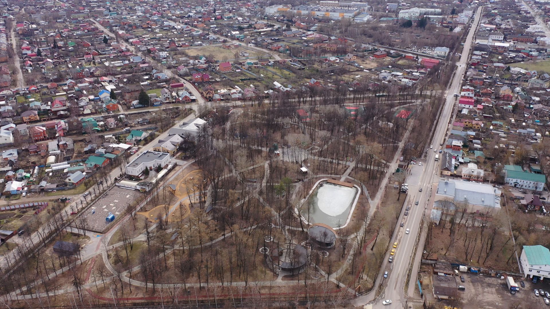 видео с коптера, серпухов, парк, благоустройство,