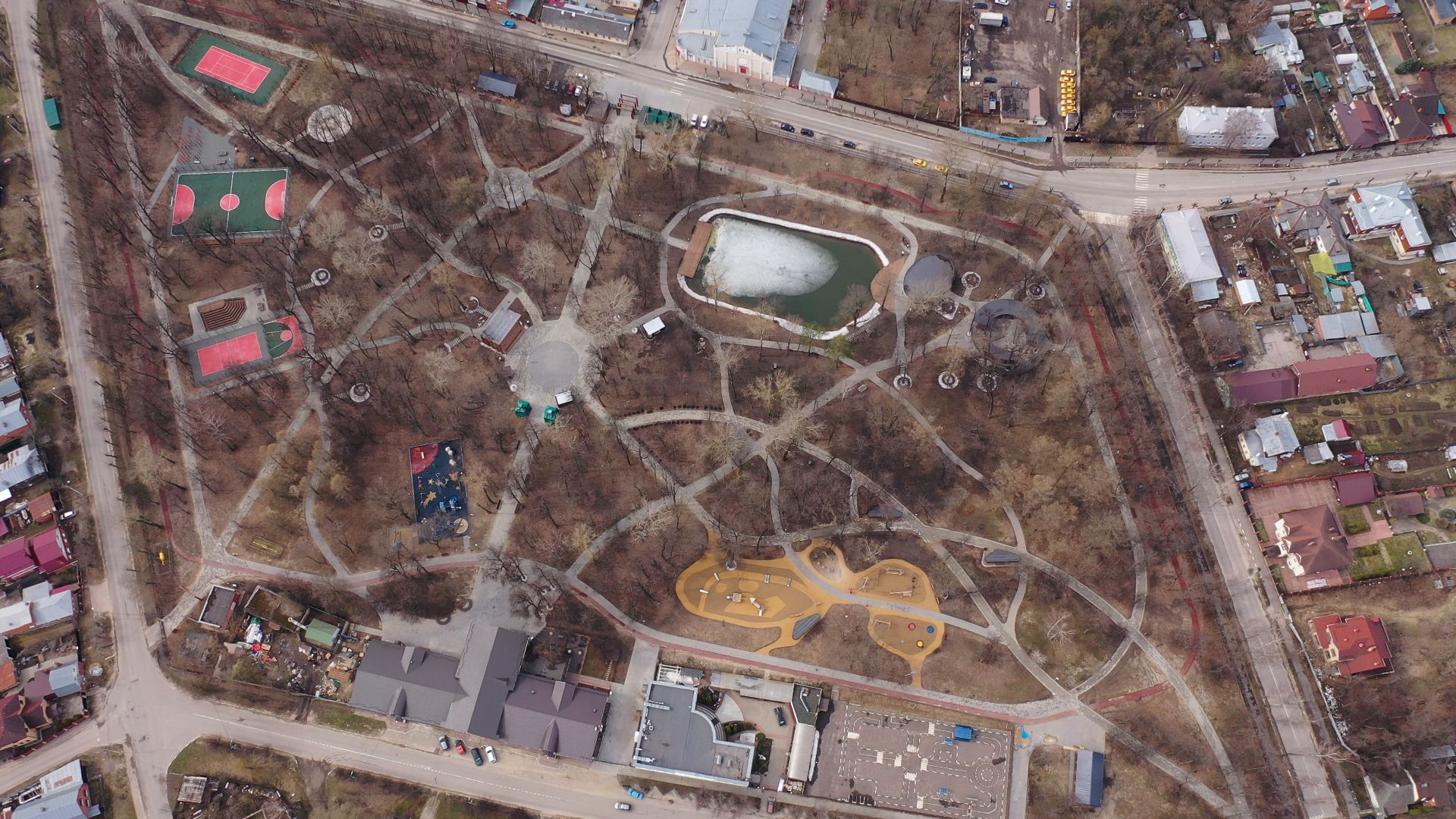 видео с коптера, серпухов, парк, благоустройство,