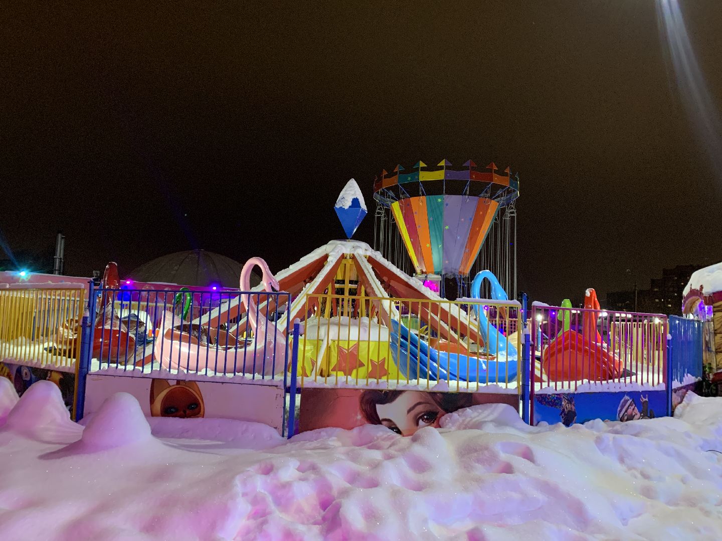 Балашиха, Подмосковье, Общество, Зимний городок аттракционов, Горки,