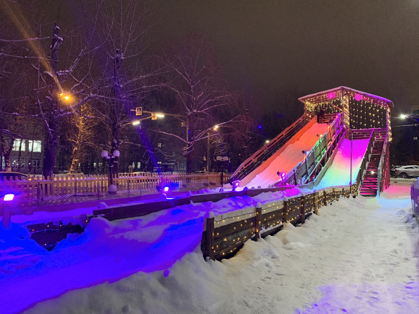 Балашиха, Подмосковье, Общество, Зимний городок аттракционов, Горки,