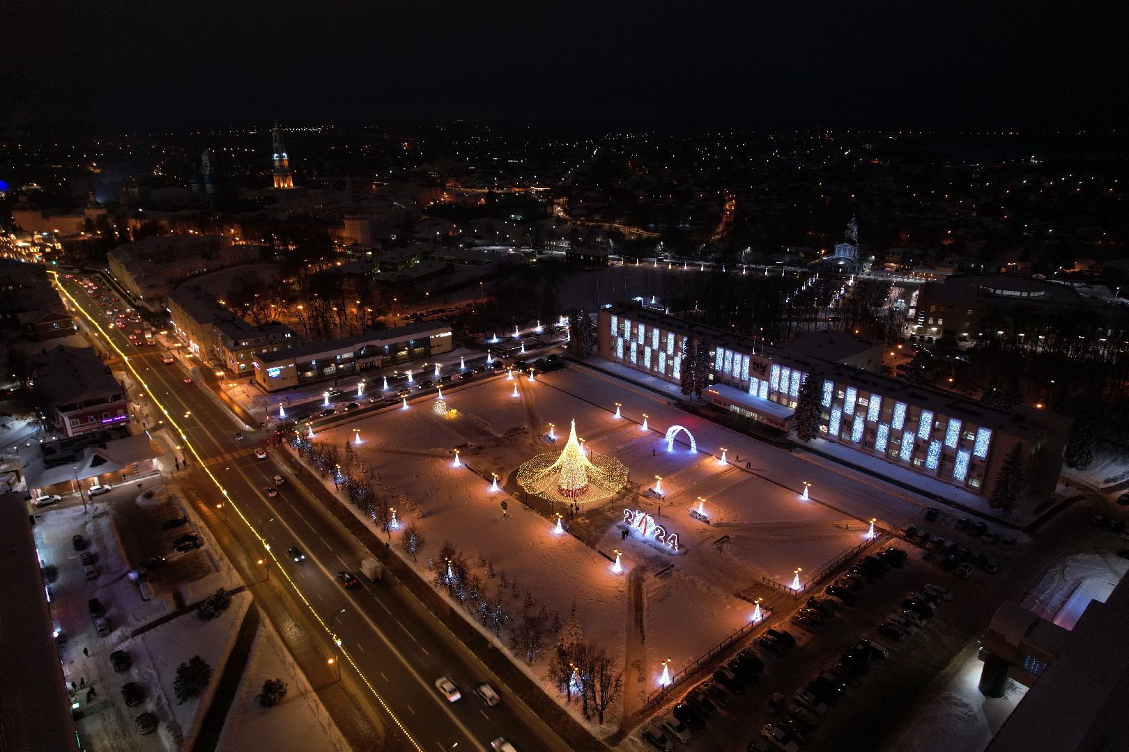 новый год, видео с коптера, Сергиев Посад