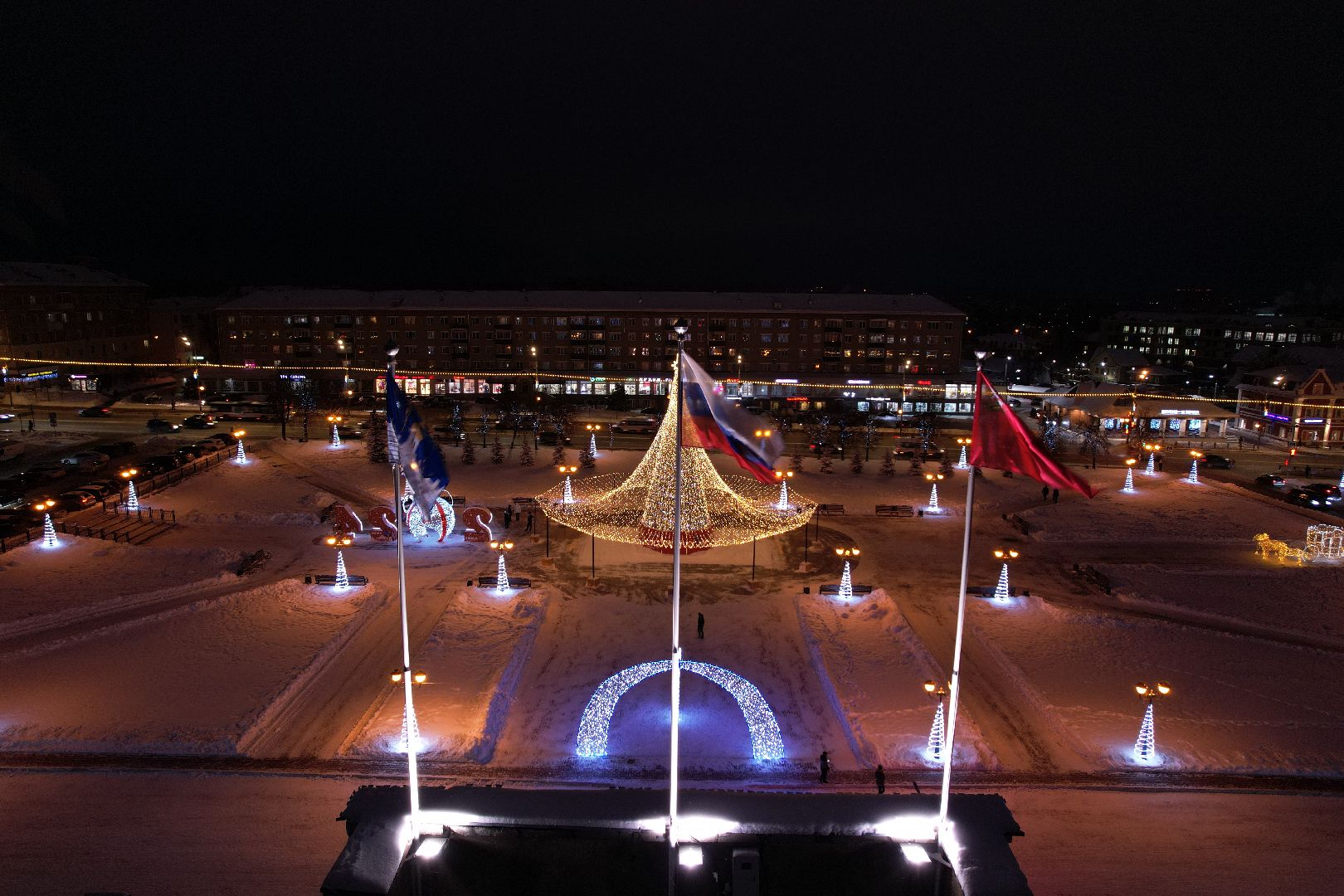 новый год, видео с коптера, Сергиев Посад