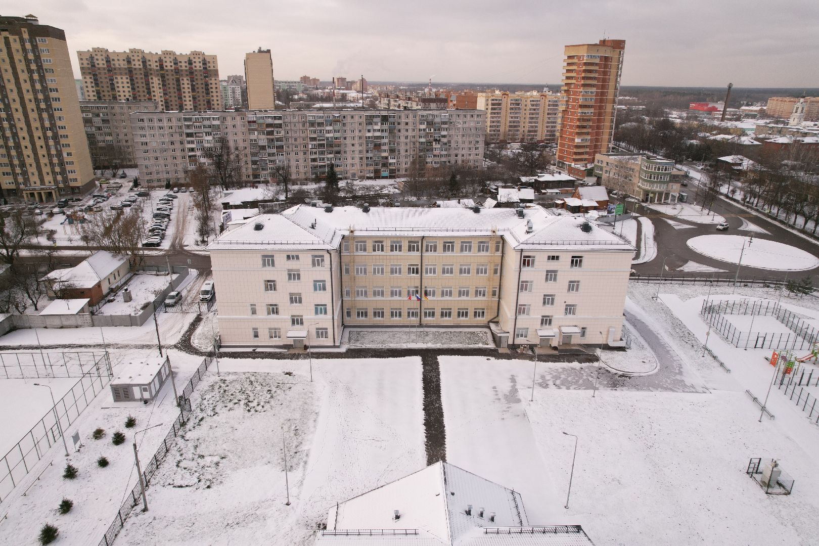 видео с коптера, школа, богородский,