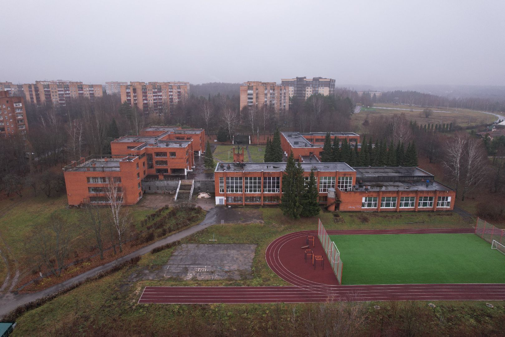 пущино, гимназия, видео с коптера,