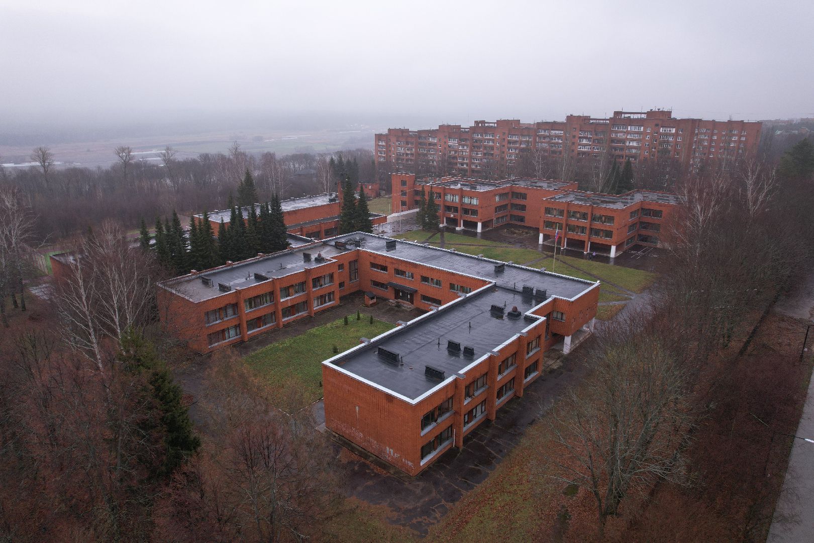 пущино, гимназия, видео с коптера,