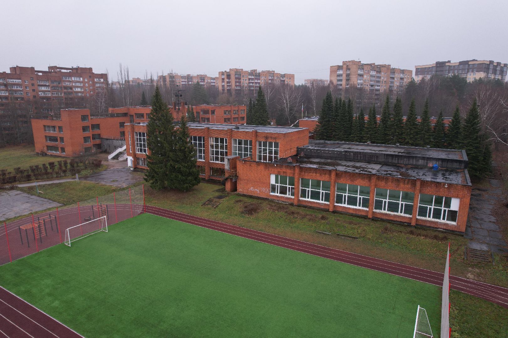 пущино, гимназия, видео с коптера,