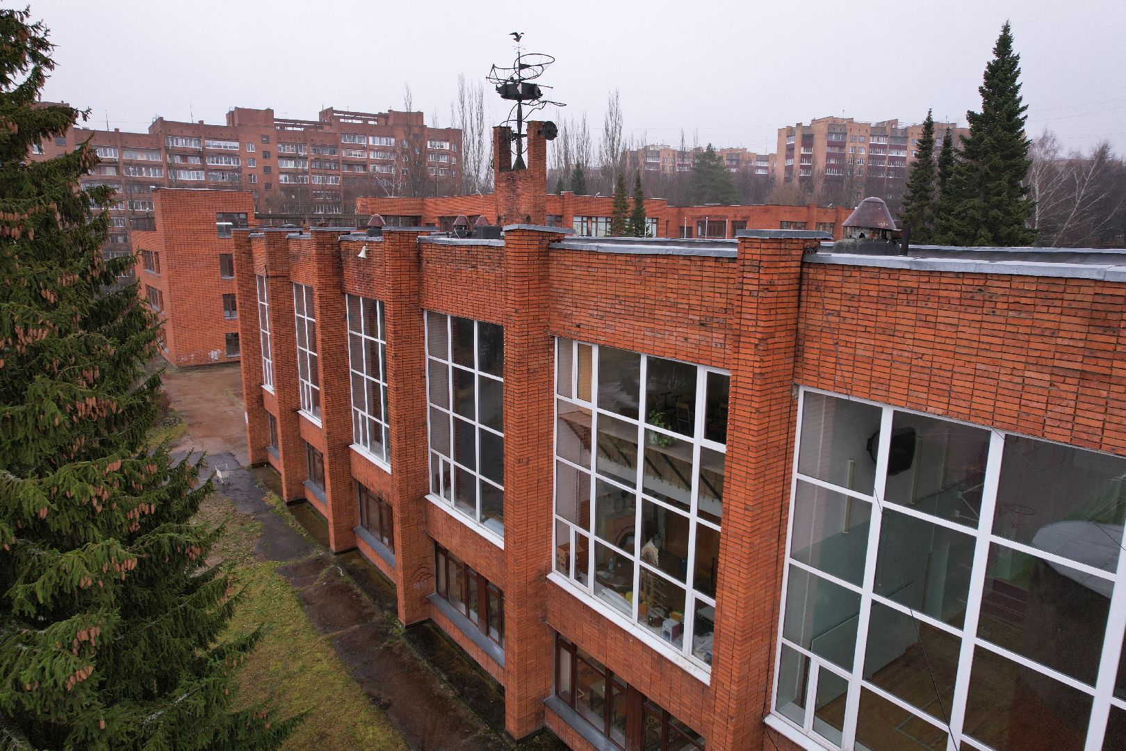 пущино, гимназия, видео с коптера,