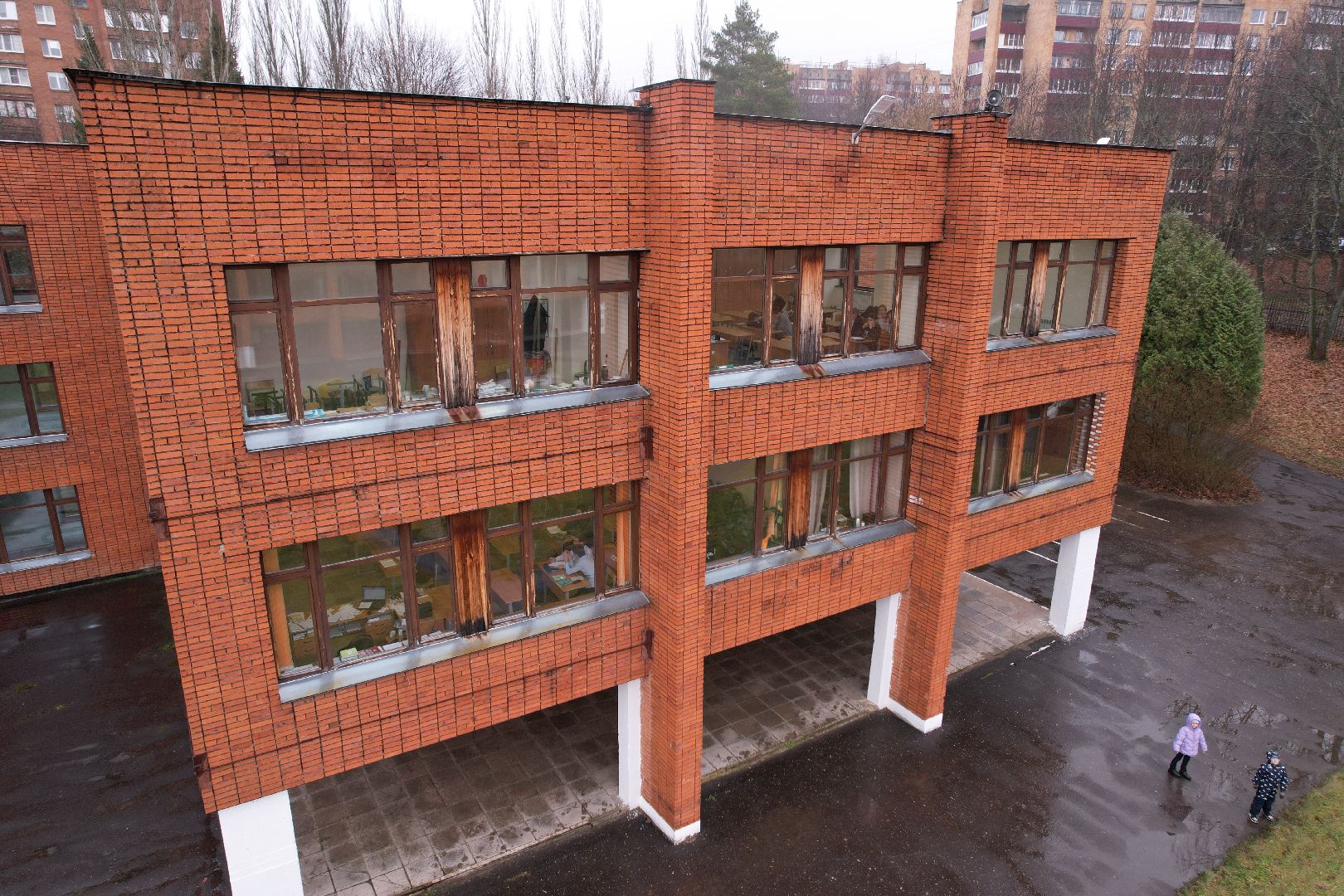 пущино, гимназия, видео с коптера,