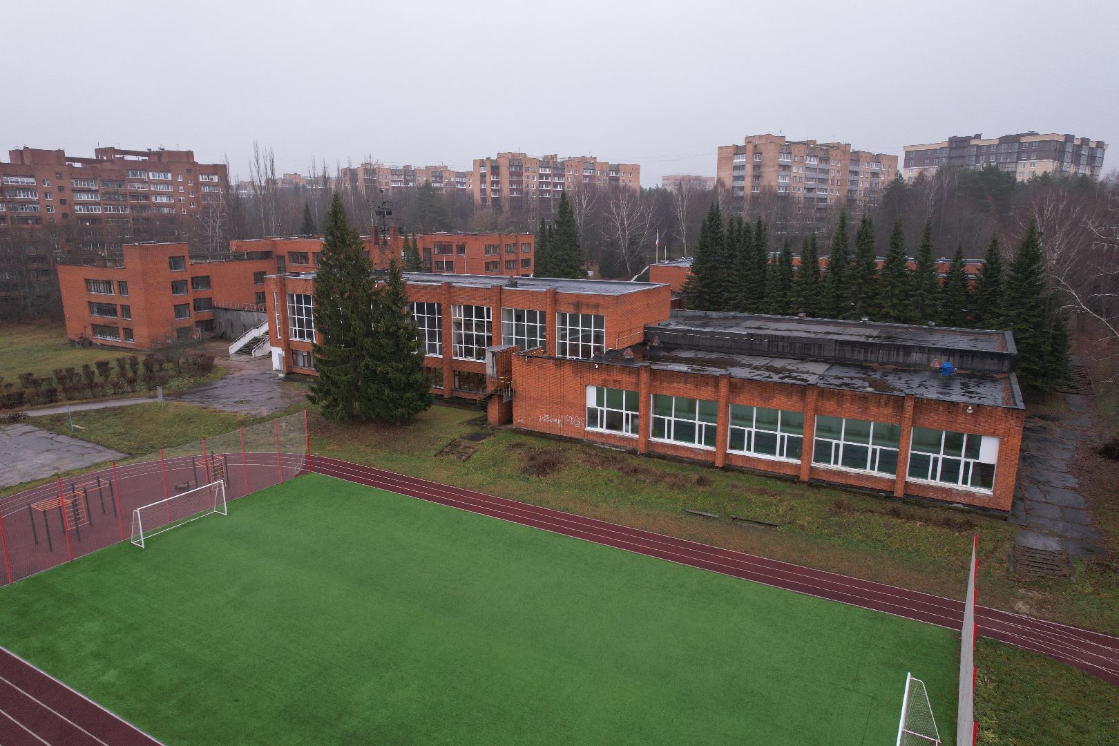 пущино, гимназия, видео с коптера,