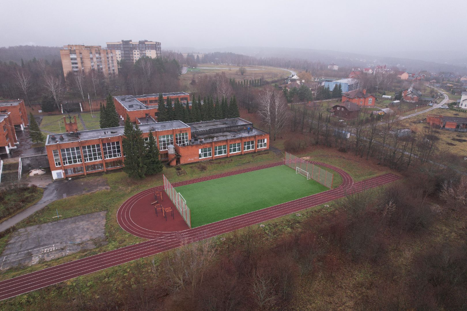 пущино, гимназия, видео с коптера,