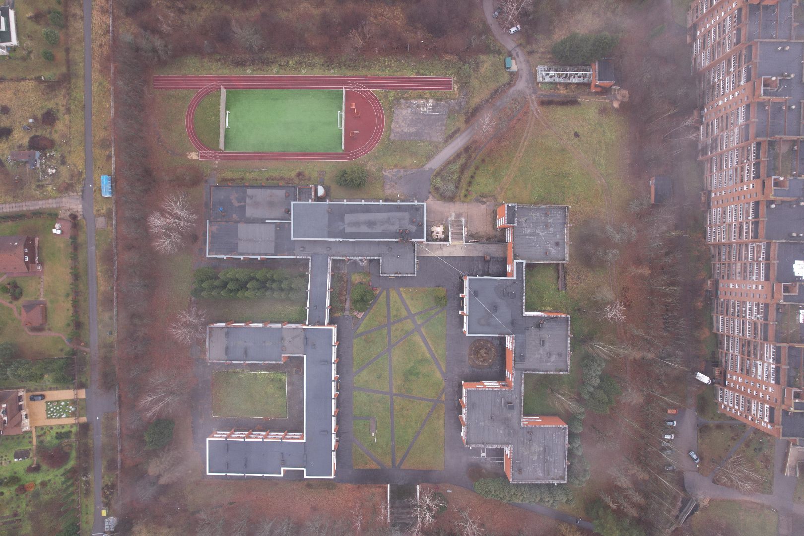 пущино, гимназия, видео с коптера,