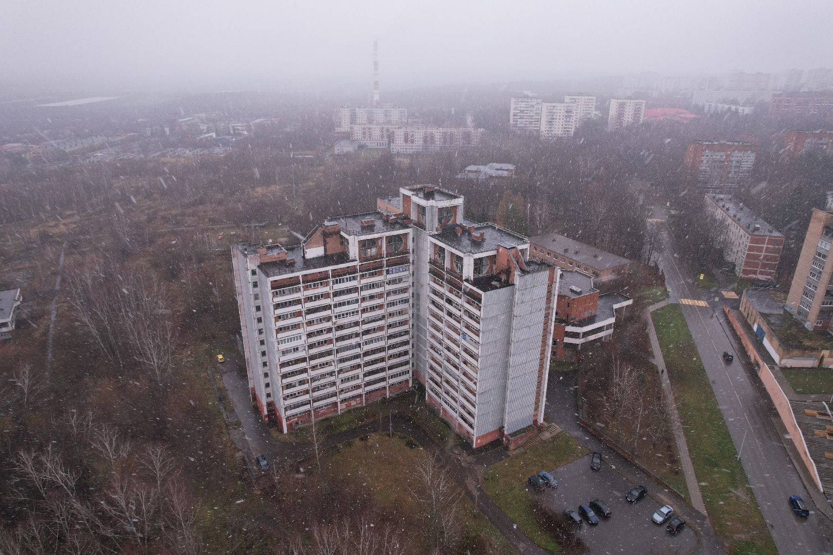 пущино, видео с коптера, дом аспиранта,