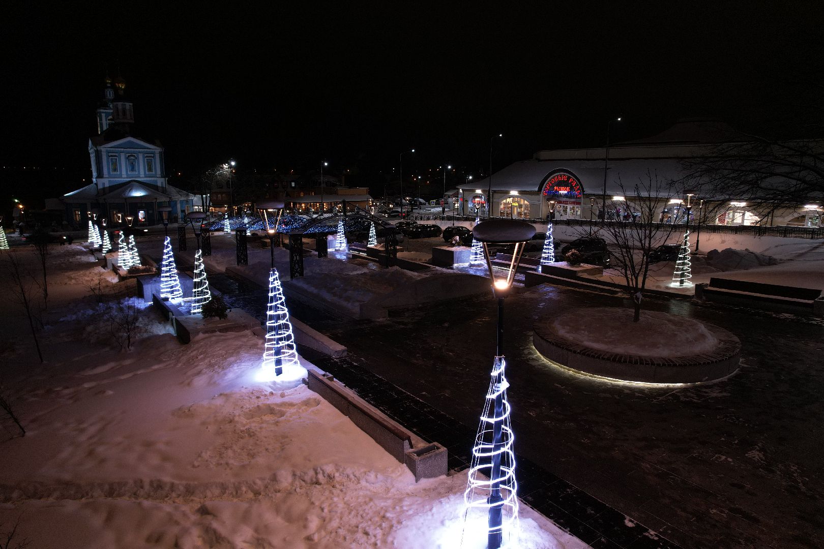 видео с коптера, сергиев посад, зима в подмосковье,