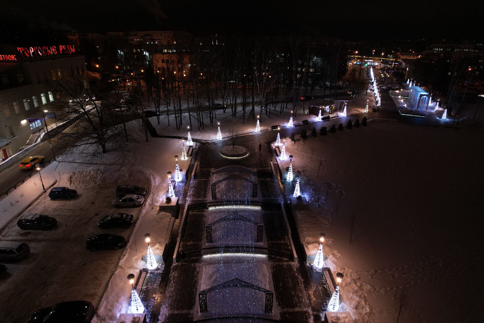 видео с коптера, сергиев посад, зима в подмосковье,