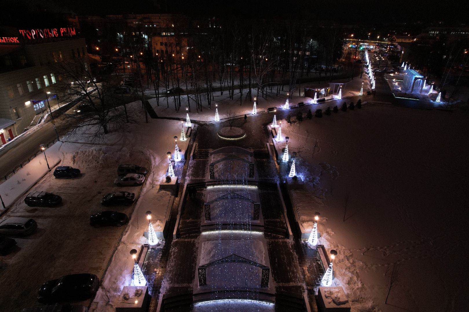 видео с коптера, сергиев посад, зима в подмосковье,