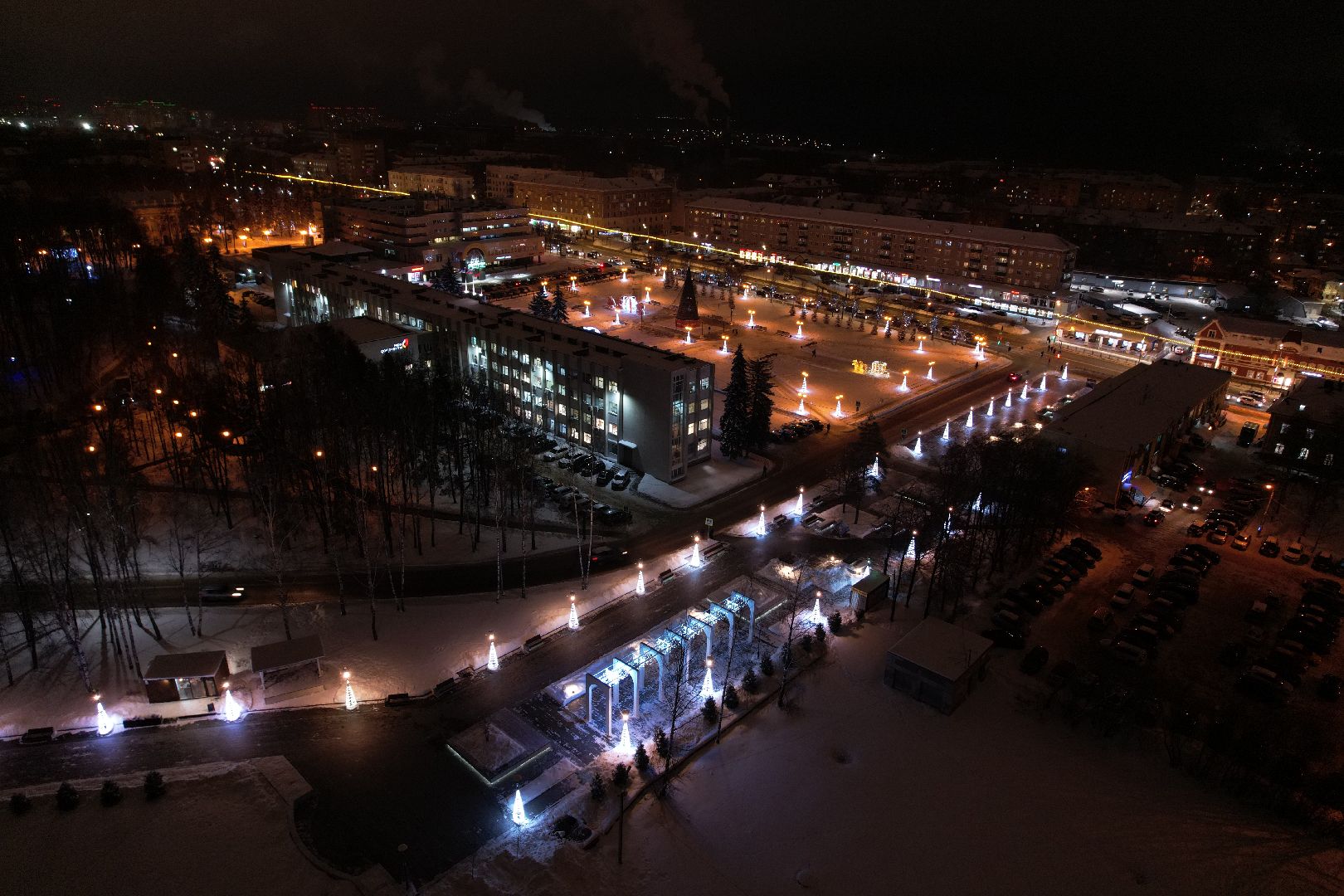 видео с коптера, сергиев посад, зима в подмосковье,