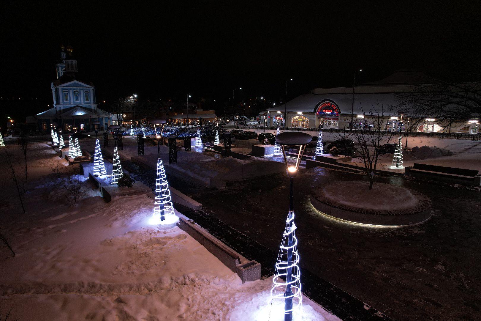 видео с коптера, сергиев посад, зима в подмосковье,
