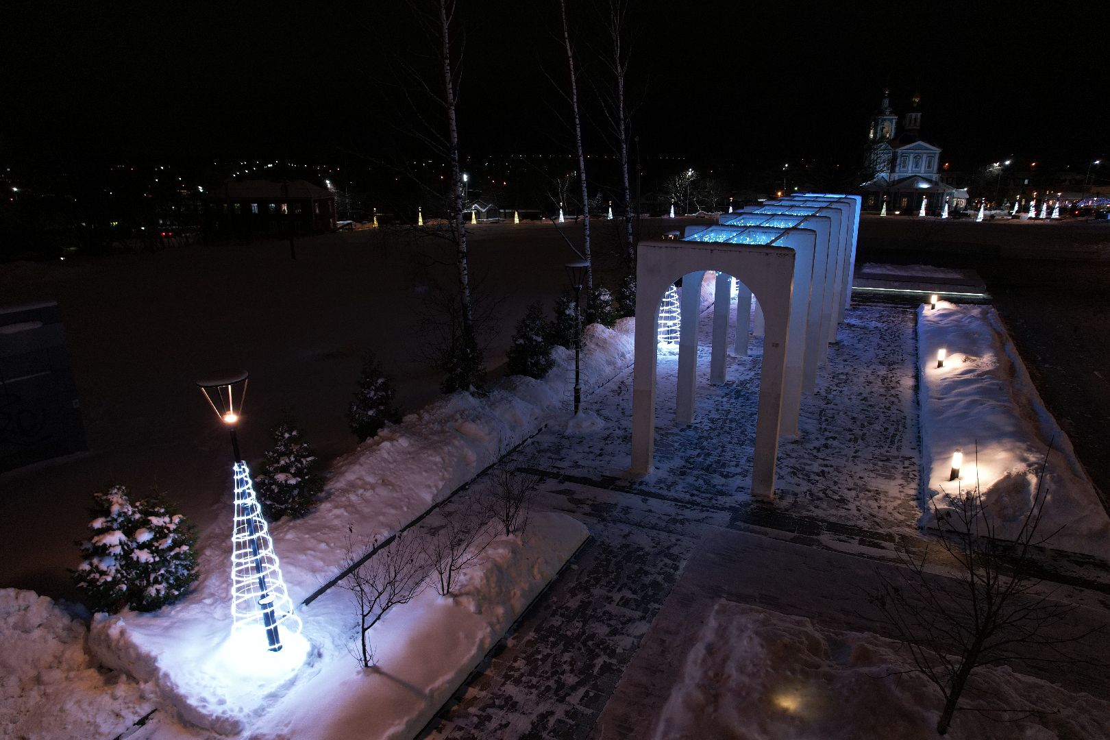 видео с коптера, сергиев посад, зима в подмосковье,