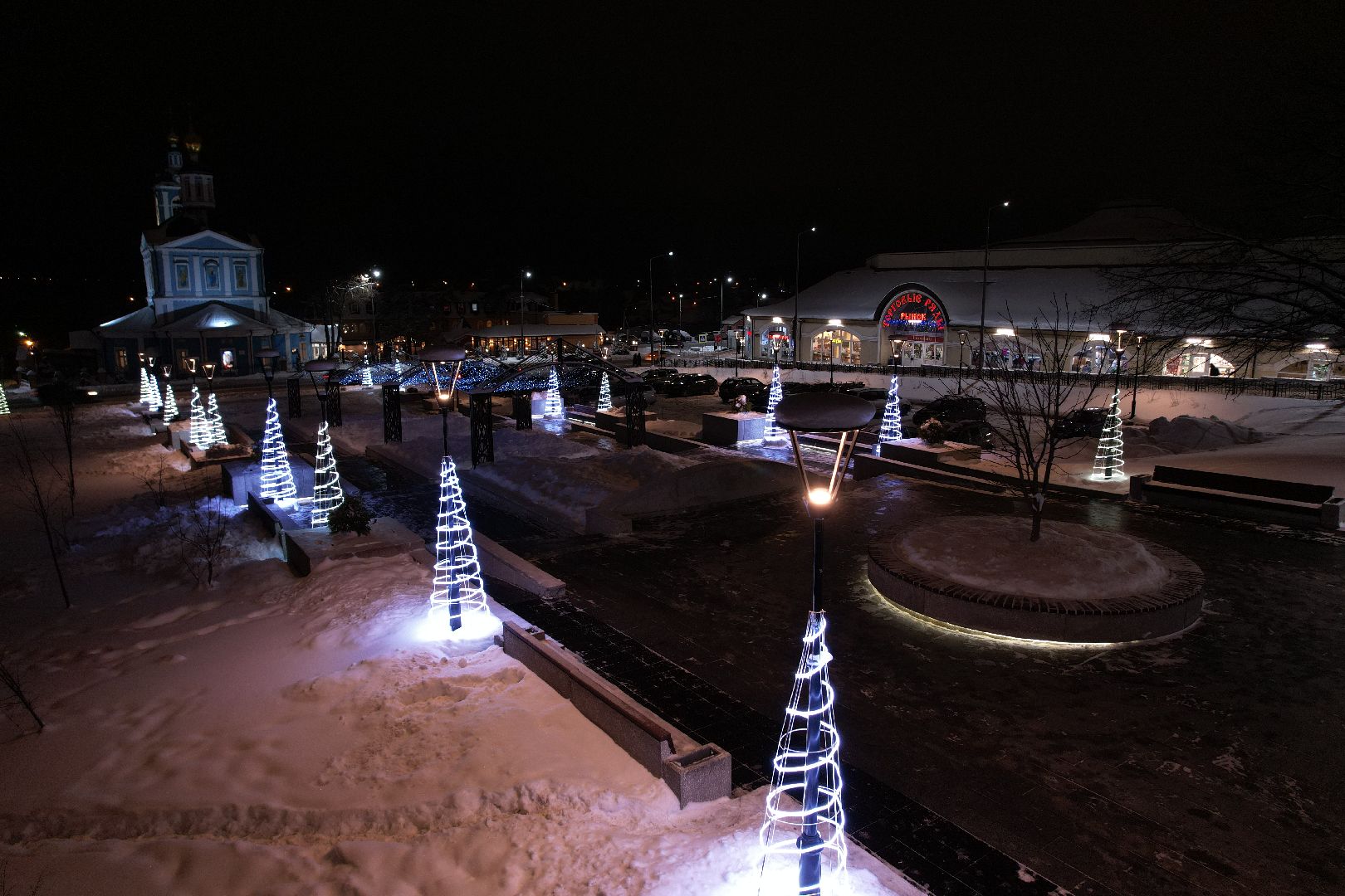 видео с коптера, сергиев посад, зима в подмосковье,