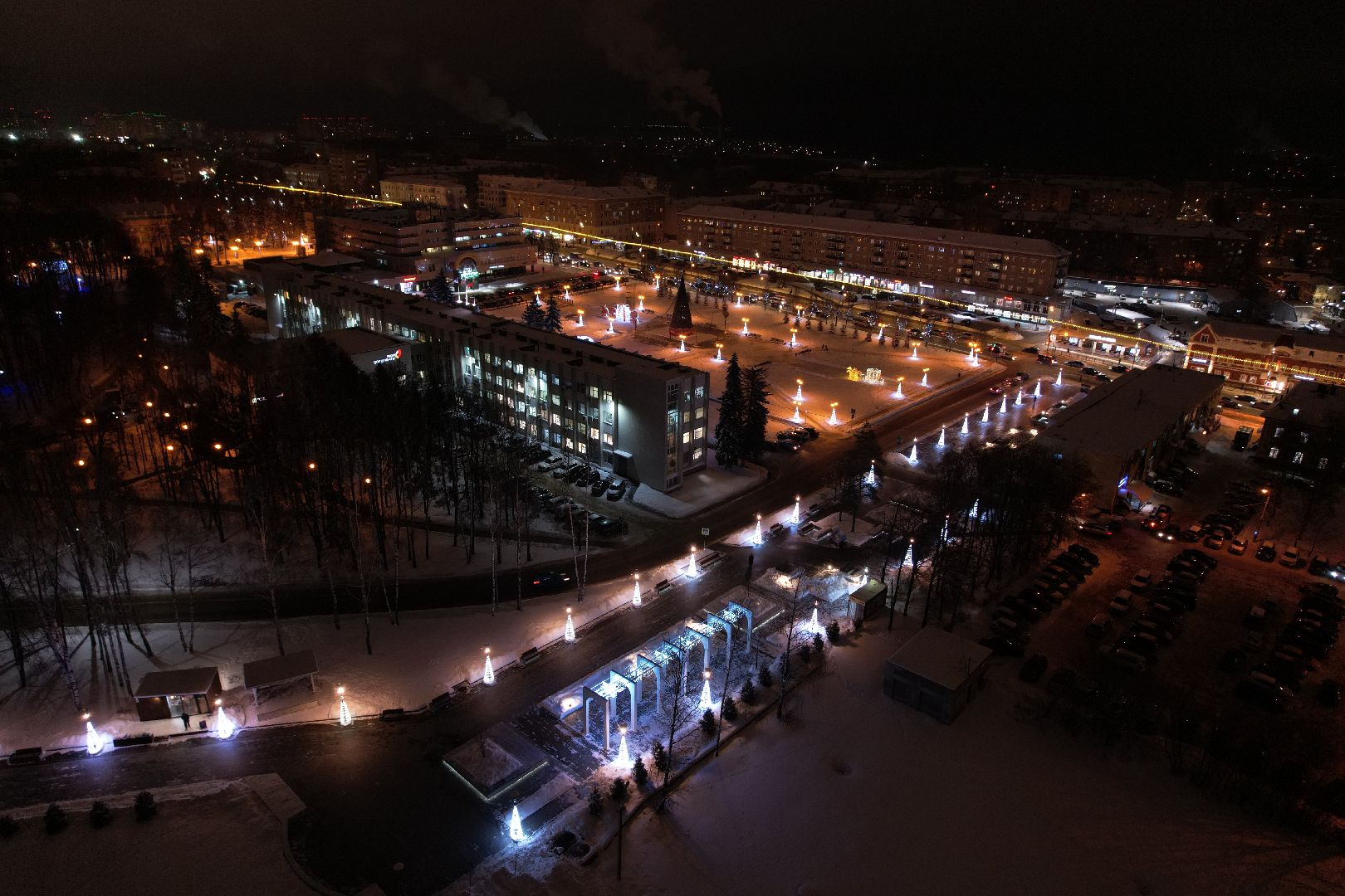 видео с коптера, сергиев посад, зима в подмосковье,