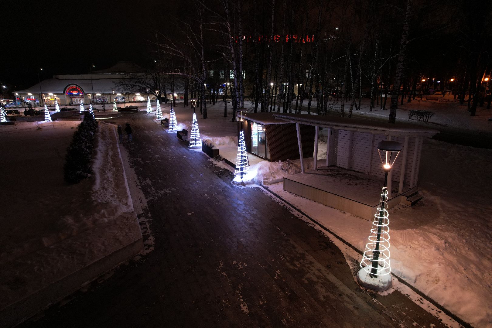 видео с коптера, сергиев посад, зима в подмосковье,