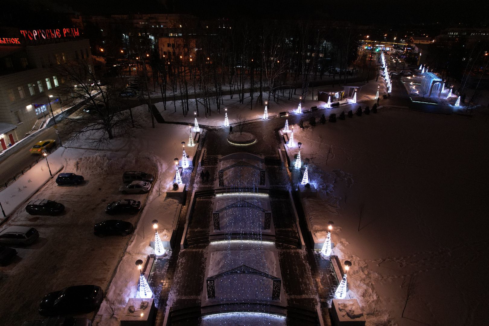 видео с коптера, сергиев посад, зима в подмосковье,