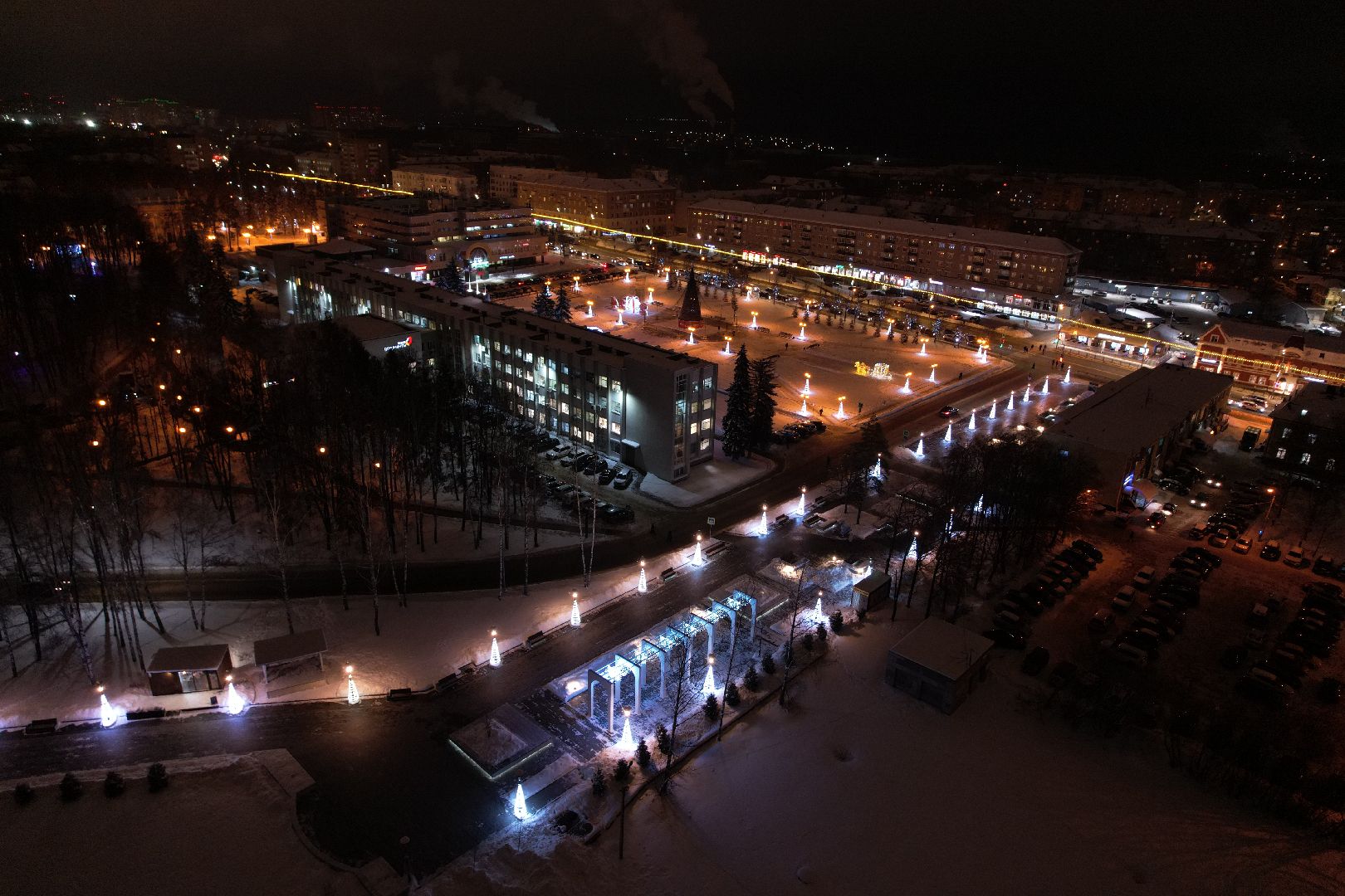 видео с коптера, сергиев посад, зима в подмосковье,