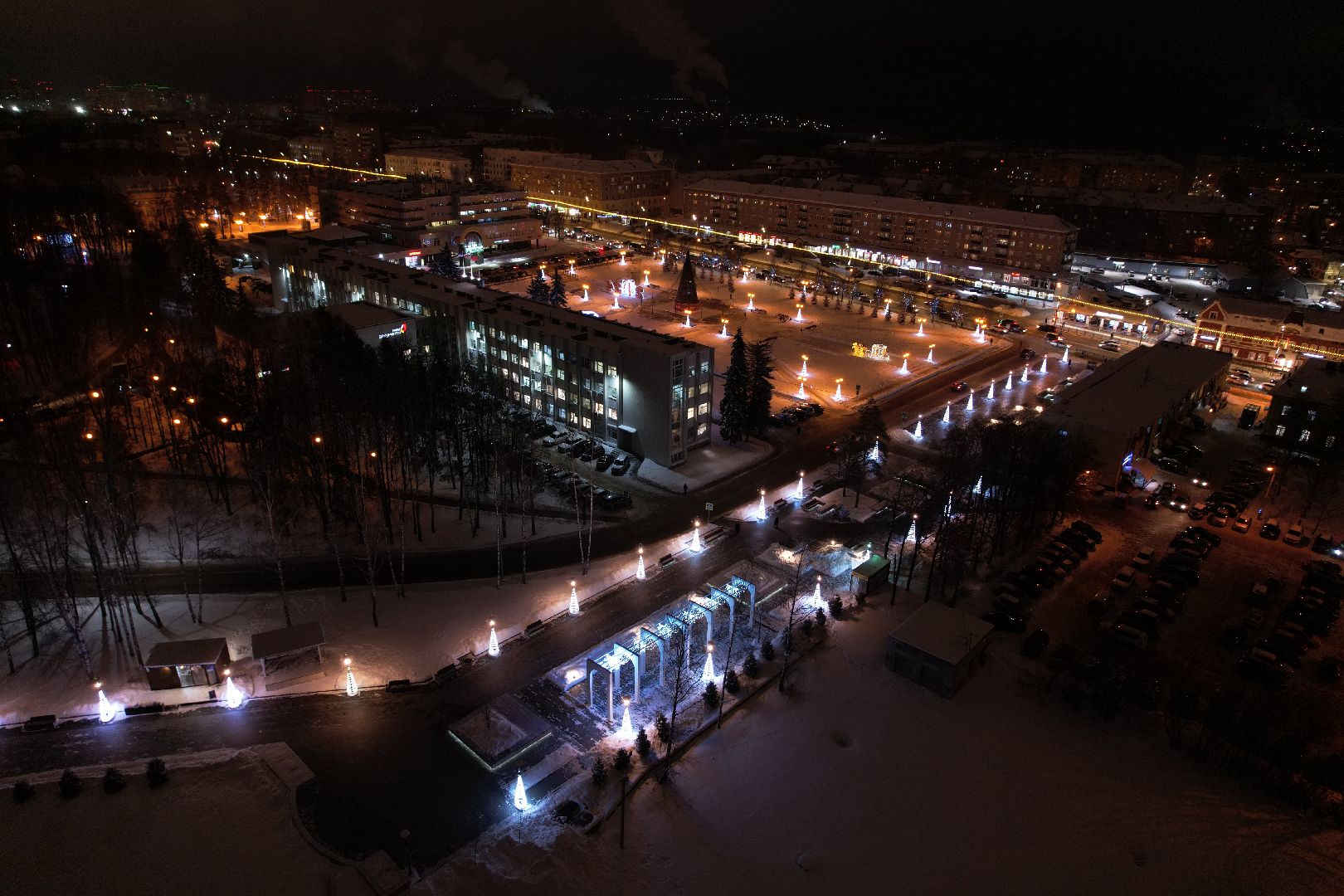видео с коптера, сергиев посад, зима в подмосковье,